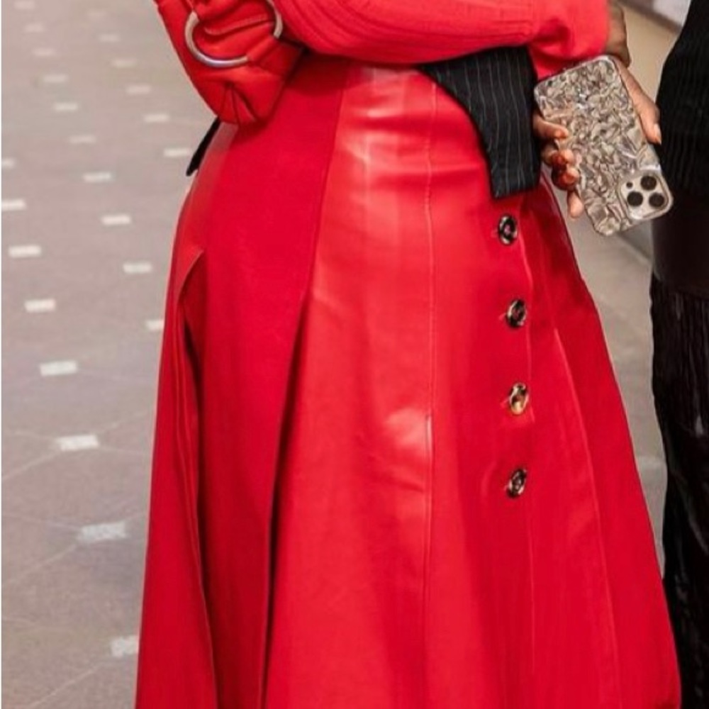 Red faux Leather Skirt